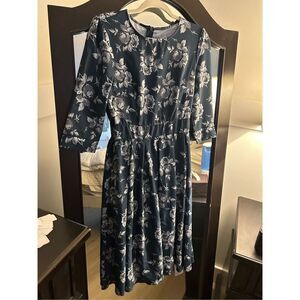 NEW Floral Flare Vintage Midi Dress 3/4 Sleeve S 2/4